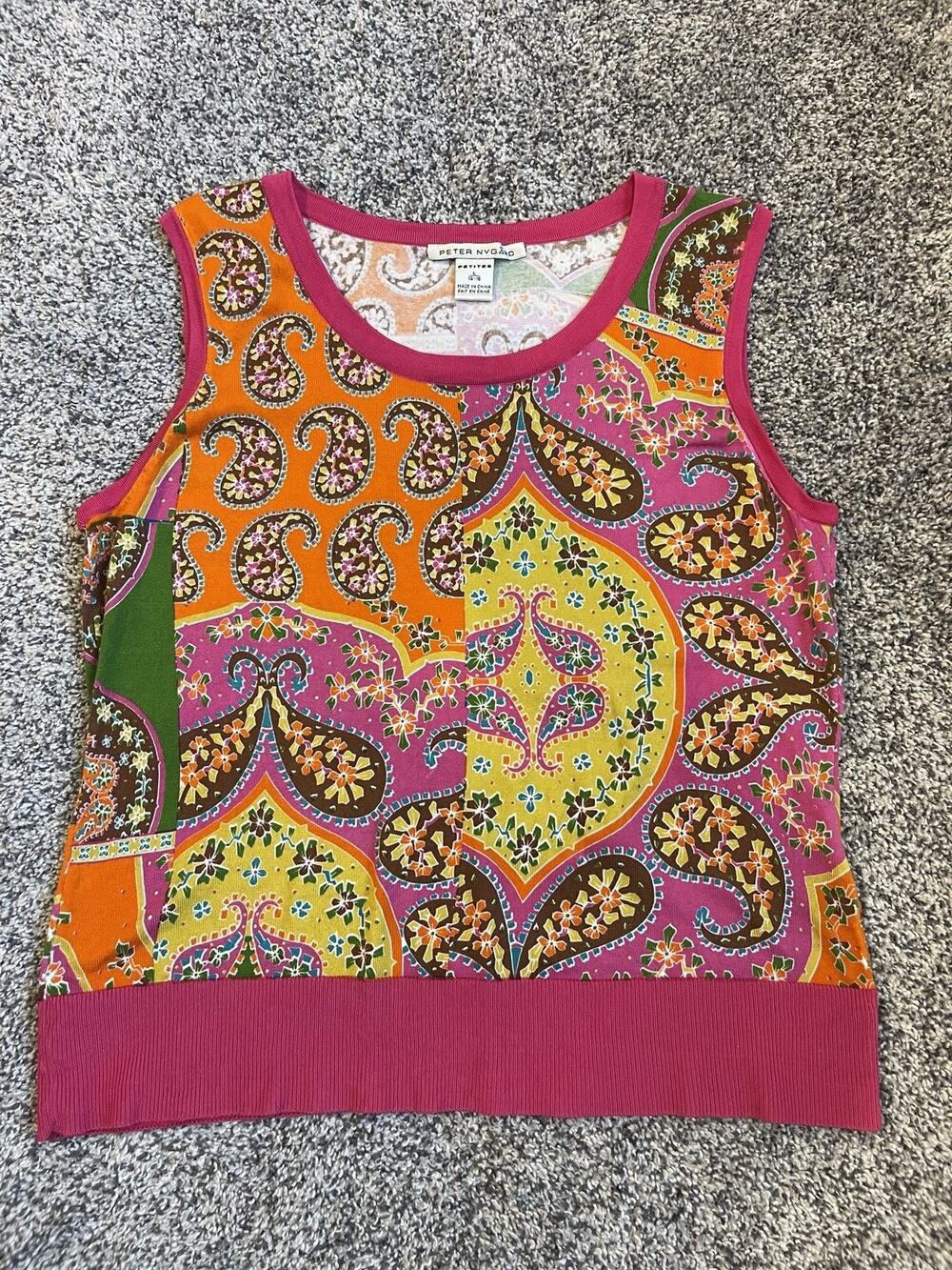 Peter Nygard Women's Colorful Artsy Knit Tank Size Large Petite